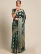 Green Woven Wedding Saree In Organza