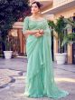 Green Ruffle Party Wear Saree In Organza