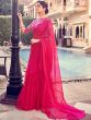 Pink Bridesmaid Organza Saree With Ruffles