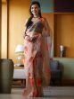 Orange Digital Printed Saree In Organza