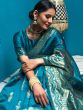 Blue Woven Wedding Saree In Banarasi Silk