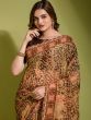 Brown Printed Georgette Saree