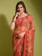 Orange Casual Wear Saree With Prints