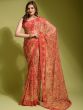 Orange Casual Wear Saree With Prints