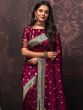 Magenta Zari Woven Saree In Silk