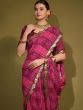 Pink Casual Wear Georgette Saree With Prints