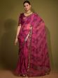 Pink Casual Wear Georgette Saree With Prints