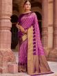 Purple Woven Wedding Saree In Silk