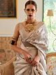 Kalki Koechlin Grey Woven Saree In Silk