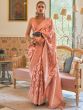 Kalki Koechlin Peach Festive Saree In Silk