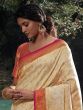 Cream Woven Wedding Wear Silk Saree