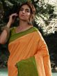 Orange Woven Wedding Wear Saree In Silk