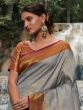 Grey Zari Woven Saree In Silk