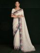 White Party Wear Saree With Embroidery