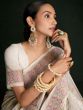 White Georgette Saree With Stone Work