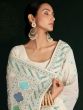 White Stone Embellished Saree In Georgette