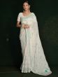 White Stone Embellished Saree In Georgette