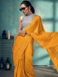 Yellow Crushed Georgette Festive Saree