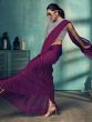 Purple Party Wear Plain Saree In Georgette