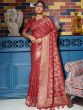 Red Woven Festive Saree In Banarasi Silk