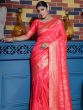 Red Banarasi Silk Saree With Woven Borders