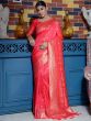 Red Banarasi Silk Saree With Woven Borders