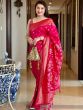 Pink Woven Party Wear Saree In Banarasi Silk