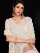 White Georgette Sari With Chikankari Embroidery