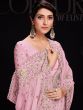 Pink Georgette Festive Sari With Embroidery