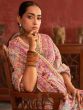 White Floral Woven Saree In Pashmina Silk
