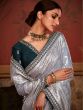 Blue Woven Patterns Saree With Designer Blouse