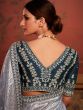 Blue Woven Patterns Saree With Designer Blouse