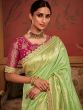 Green Festive Saree With Zari Woven Blouse
