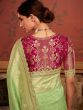 Green Festive Saree With Zari Woven Blouse