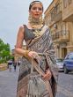 Grey Party Wear Silk Saree With Blouse