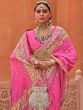 Pink Art Silk Printed Saree With Blouse