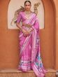 Pink Art Silk Saree In Floral Print With Blouse