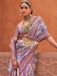 Purple Casual Wear Printed Saree With Blouse