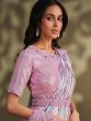 Pink Bridesmaid Satin Saree With Sequin Work