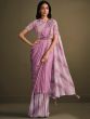 Pink Saree With Embroidered Blouse And Crushed Pallu