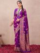 Purple Silk Saree In Zari Pattern With Blouse