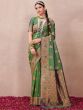 Green Zari Embellished Saree With Blouse In Silk
