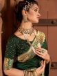 Green Festive Silk Saree In Floral Prints