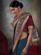 Blue Thread Weaving Border Saree In Art Silk