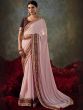 Pink Floral Border Saree With Blouse In Art Silk