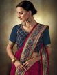 Pink Zari Bordered Art Silk Saree With Blouse