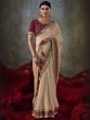 Cream Zari Bordered Festive Saree In Art Silk