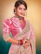 Pink Zari Woven Silk Saree With Blouse