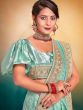 Turquoise Silk Saree With Zari Work