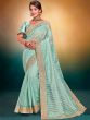 Turquoise Silk Saree With Zari Work